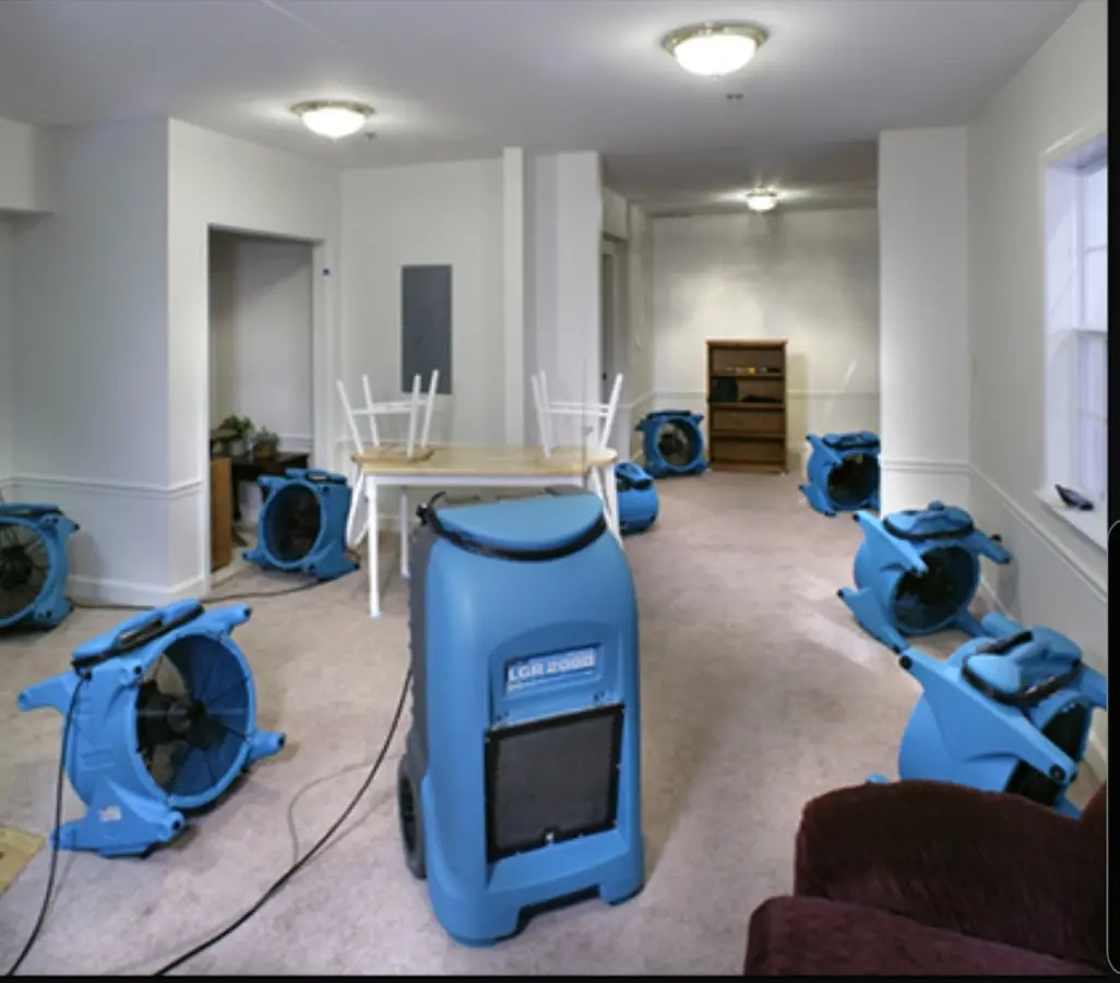Air movers and dehumidifier setup for Water Extraction & Removal in SeaTac